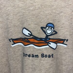 New Life is Good Dream Boat Kayaker Kayak Men’s Tan Beige Funny Crusher T shirt